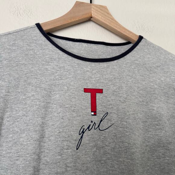 Vintage 90s Tommy Hilfiger Womens Gray Tommy Girl T-Shirt Dress Ringer Size S/M - Picture 9 of 9
